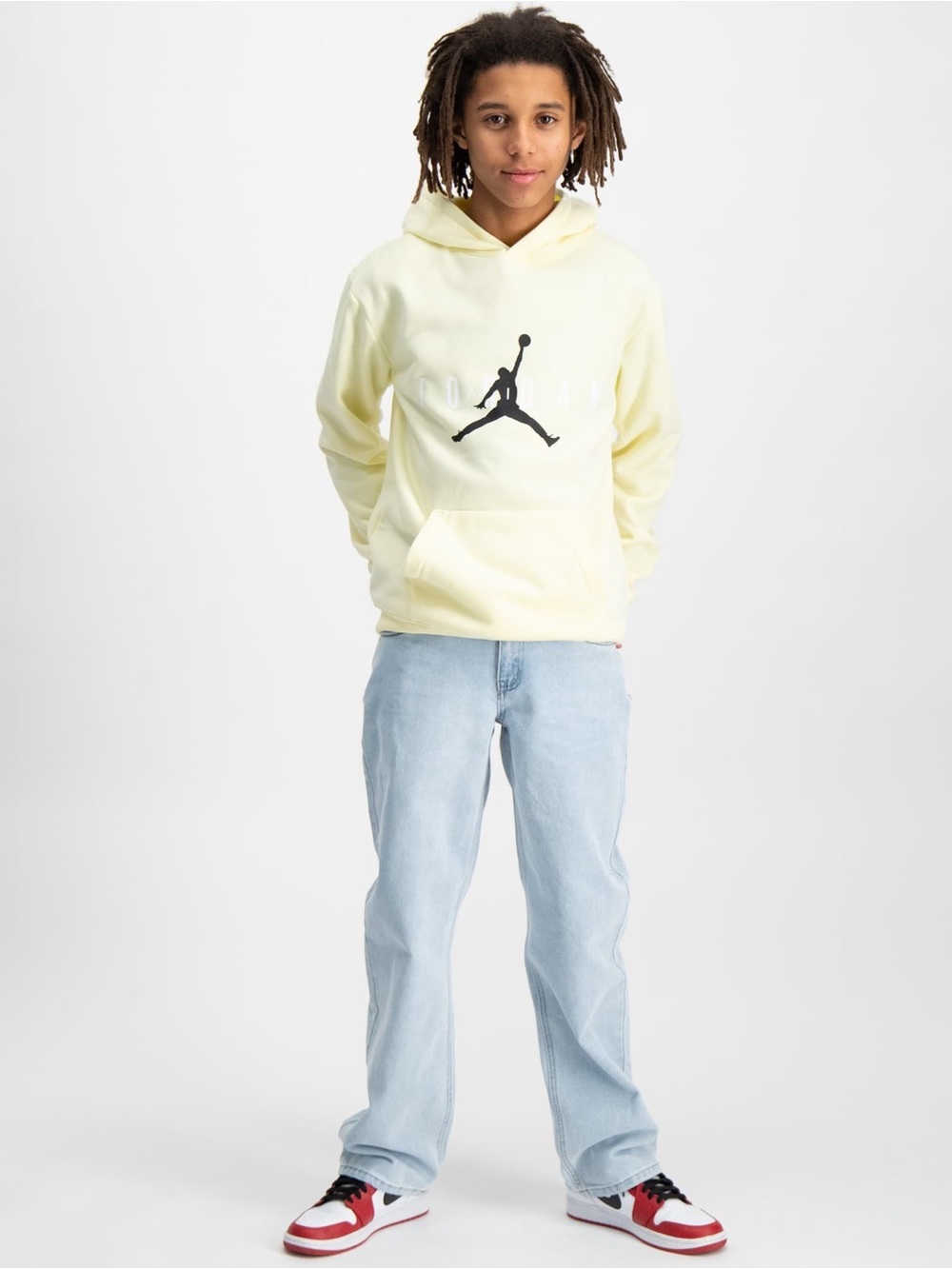 AIR JORDAN Big Kids' Pullover Hoodie Sz L 12-13 yearsYellow/Legend Sand